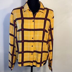 NEW...Gold,Black and Red plaid button down shirt size M (med) from Forever21